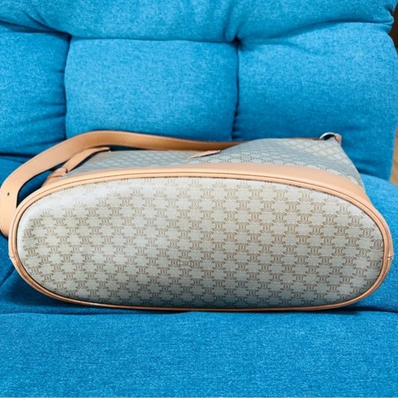 Celine Paris M14 Italy Macadam pattern PVC Razor Beige Leather Shoulder bag - Picture 5 of 16